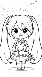 tải hình tô màu Tranh tô màu Miku cho bé 5 tuổi