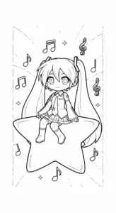 in tranh tô màu Tranh tô màu Miku cho bé 4 tuổi