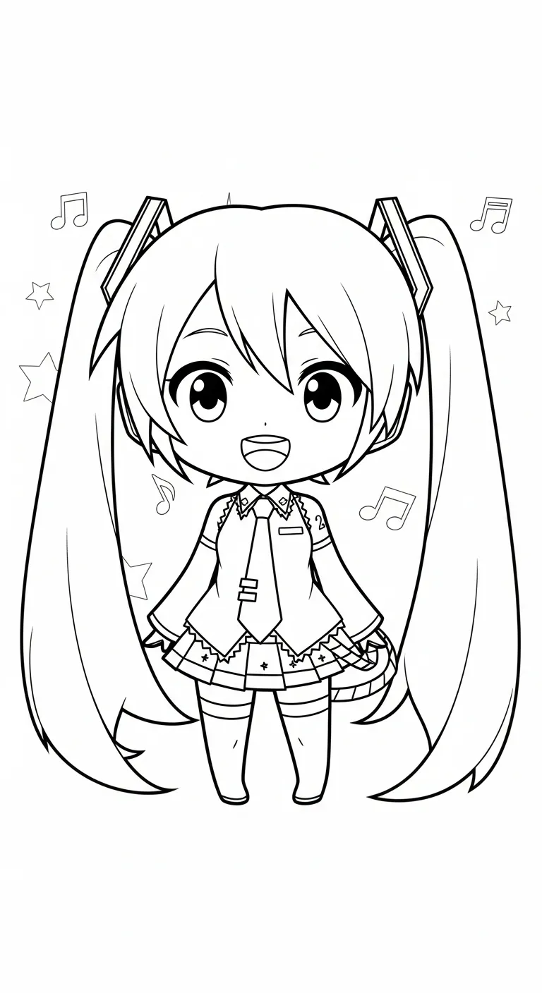 tải tranh tô màu Tranh tô màu Miku cho bé 7 tuổi