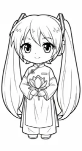 tải hình tô màu Tranh tô màu Miku cho bé 4 tuổi