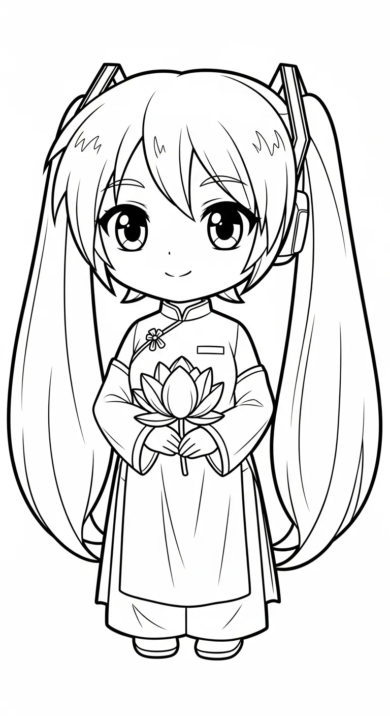 tải hình tô màu Tranh tô màu Miku cho bé 4 tuổi