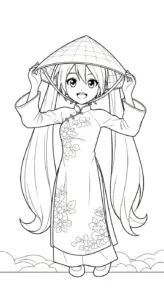 hình tô màu Tranh tô màu Miku cho bé
