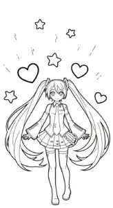 tranh tô màu Tranh tô màu Miku cho bé 7 tuổi