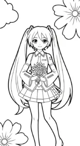 hình tô màu Tranh tô màu Miku cho bé 8 tuổi miễn phí