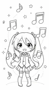 in hình tô màu Tranh tô màu Miku cho bé 4 tuổi