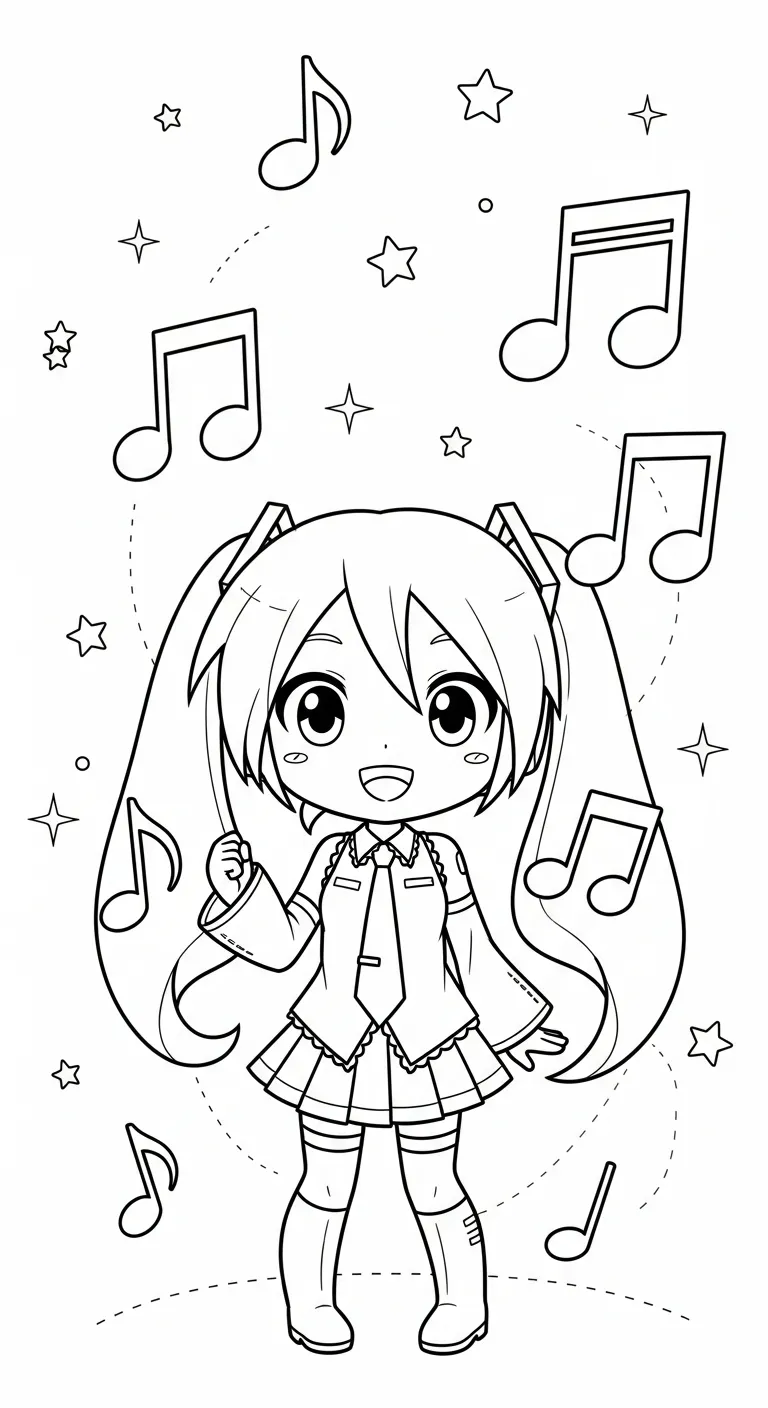 in hình tô màu Tranh tô màu Miku cho bé 4 tuổi