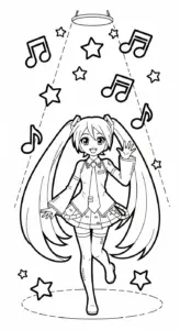 mẫu in hình tô màu Tranh tô màu Miku cho bé