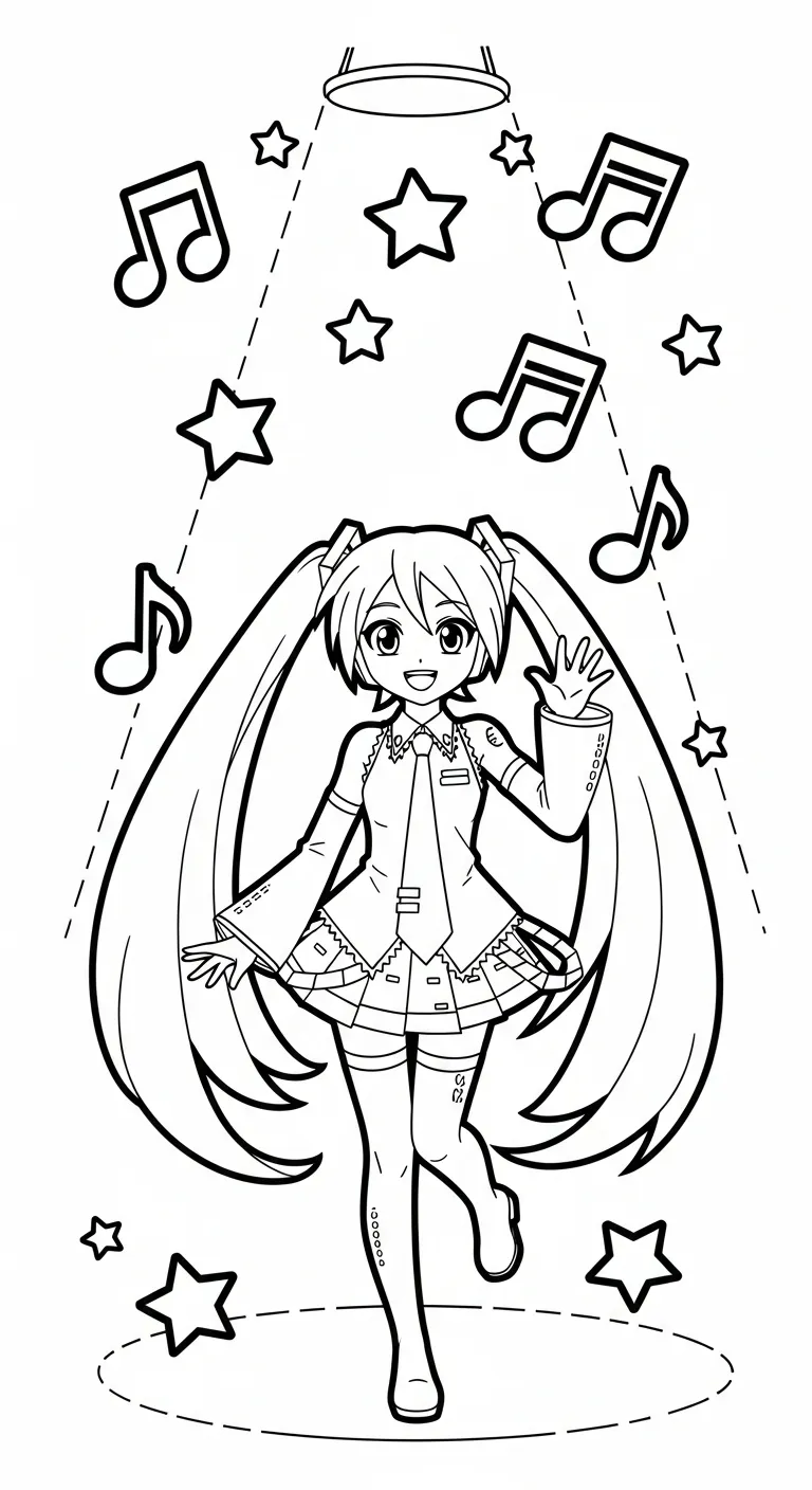 mẫu in hình tô màu Tranh tô màu Miku cho bé