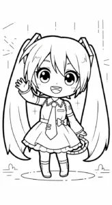 tải hình tô màu Tranh tô màu Miku cho bé 8 tuổi