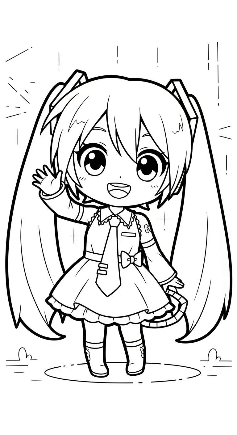tải hình tô màu Tranh tô màu Miku cho bé 8 tuổi