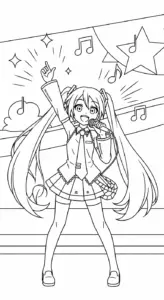 tải hình tô màu Tranh tô màu Miku cho bé 8 tuổi
