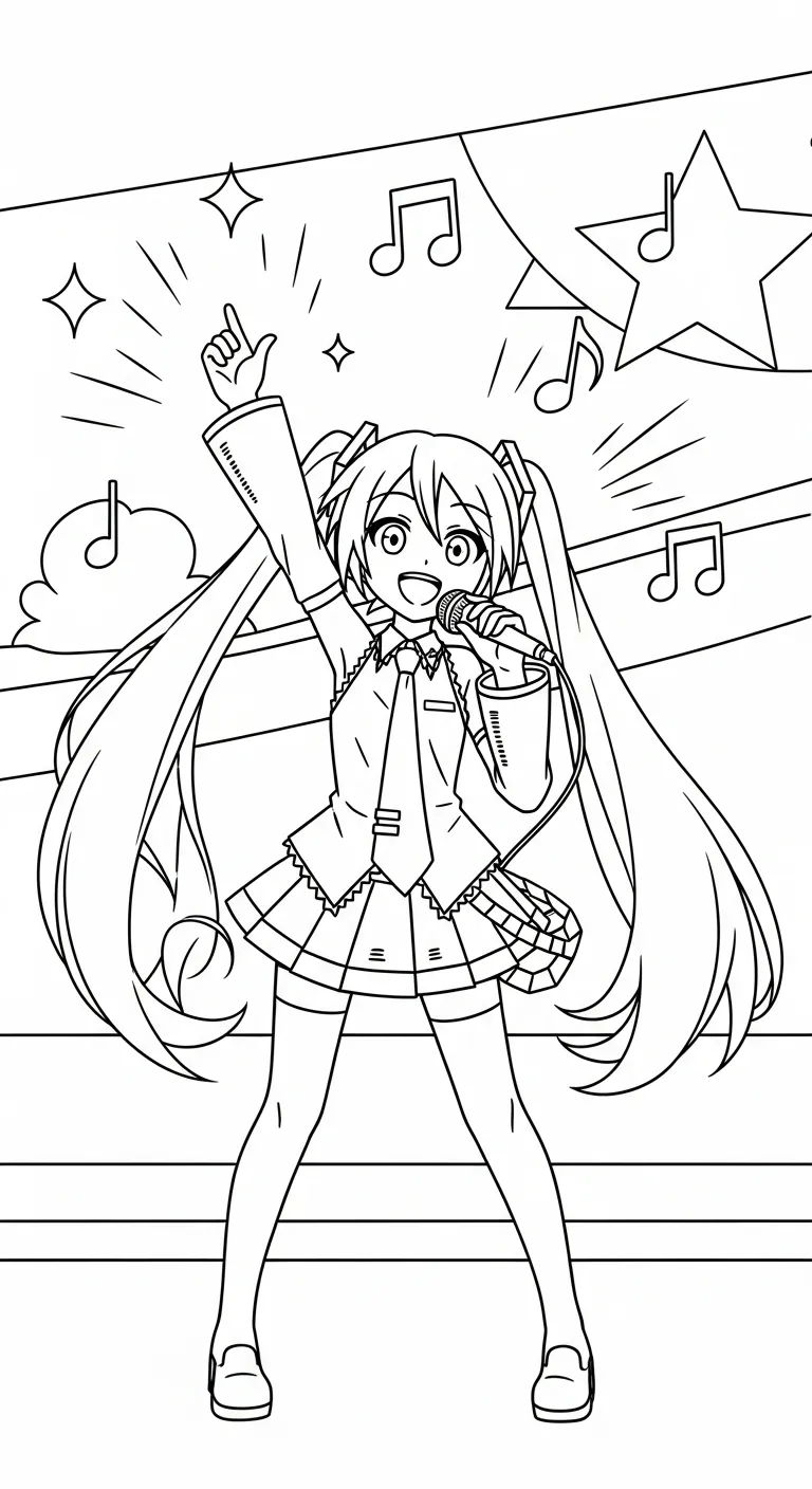 tải hình tô màu Tranh tô màu Miku cho bé 8 tuổi 1