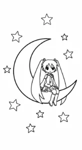 tranh tô màu Tranh tô màu Miku cho bé 6 tuổi