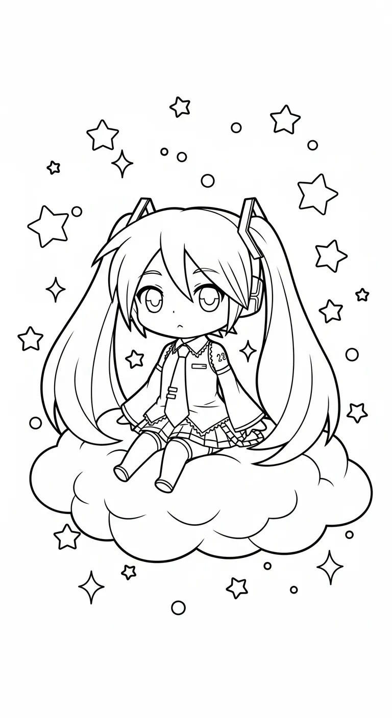 tải hình tô màu Tranh tô màu Miku cho bé 6 tuổi
