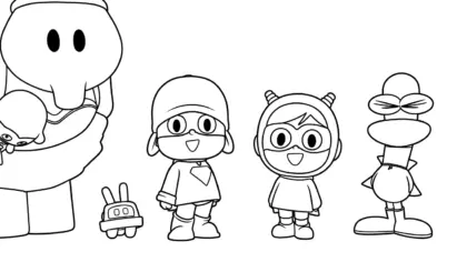 mẫu hình tô màu Tranh tô màu Pocoyo cho bé