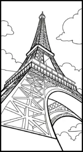 tải hình tô màu Tháp Eiffel cho bé 3 tuổi