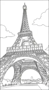 hình tô màu Tháp Eiffel tập tô