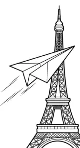 tranh tô màu Tháp Eiffel cho bé 7 tuổi