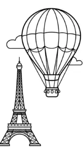 hình tô màu Tháp Eiffel cho bé 8 tuổi miễn phí