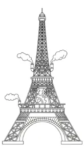 mẫu in hình tô màu Tháp Eiffel cho bé