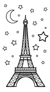 tranh tô màu Tháp Eiffel miễn phí
