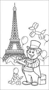 hình tô màu Tháp Eiffel cho bé tải về