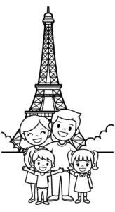tải hình tô màu Tháp Eiffel cho bé 3 tuổi