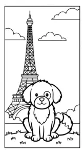 tranh tô màu Tháp Eiffel cho bé 7-8 tuổi