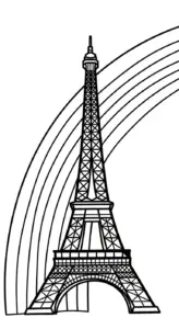tranh tô màu Tháp Eiffel cho bé 7 tuổi
