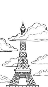 in hình tô màu Tháp Eiffel cho bé 5 tuổi