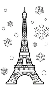 in hình tô màu Tháp Eiffel cho bé 3 tuổi