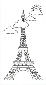 hình tô màu Tháp Eiffel pdf