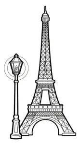hình tô màu Tháp Eiffel in ngay