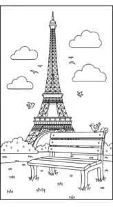 download tranh tô màu Tháp Eiffel miễn phí