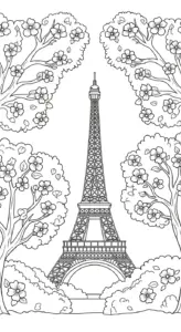 hình tô màu Tháp Eiffel cho bé 7 tuổi