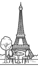 hình tô màu Tháp Eiffel in ngay