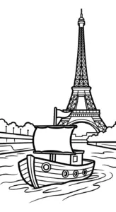 mẫu tranh tô màu Tháp Eiffel cho bé