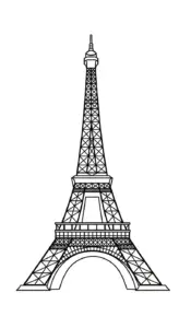 mẫu in tranh tô màu Tháp Eiffel cho bé