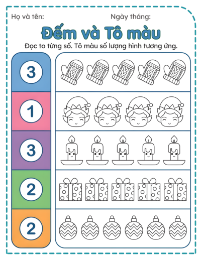 hình tô màu đếm và tô màu cho bé 6 tuổi