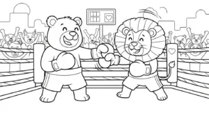 in hình tô màu tranh tô màu Boxing cho bé 4 tuổi