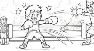 in hình tô màu tranh tô màu Boxing cho bé