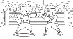 tranh tô màu tranh tô màu Boxing cho bé tải miễn phí