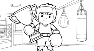 file hình tô màu tranh tô màu Boxing cho bé in