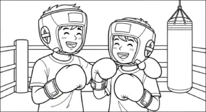file hình tô màu tranh tô màu Boxing cho bé in