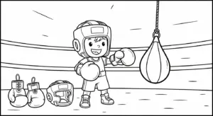 mẫu hình tô màu tranh tô màu Boxing cho bé