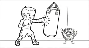in hình tô màu tranh tô màu Boxing miễn phí