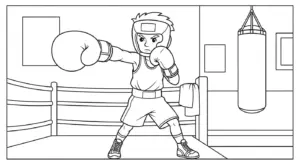 hình tô màu tranh tô màu Boxing cho bé tải miễn phí