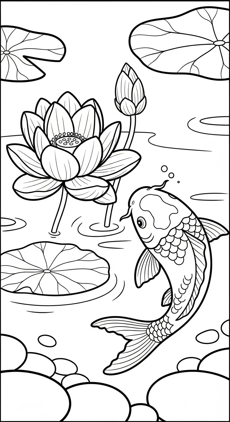 tải hình tô màu tranh tô màu Cá Koi cho bé 6 tuổi