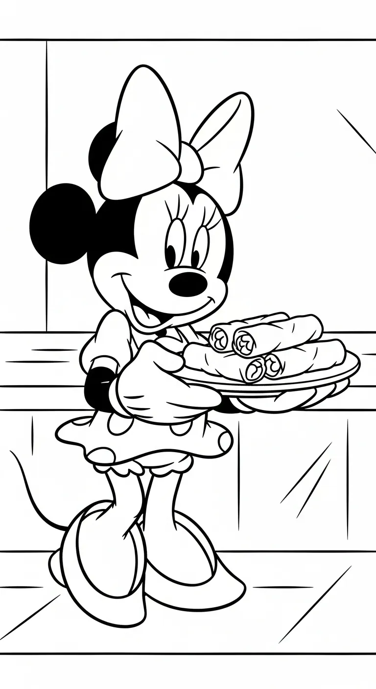 tải hình tô màu tranh tô màu Chuột Minnie