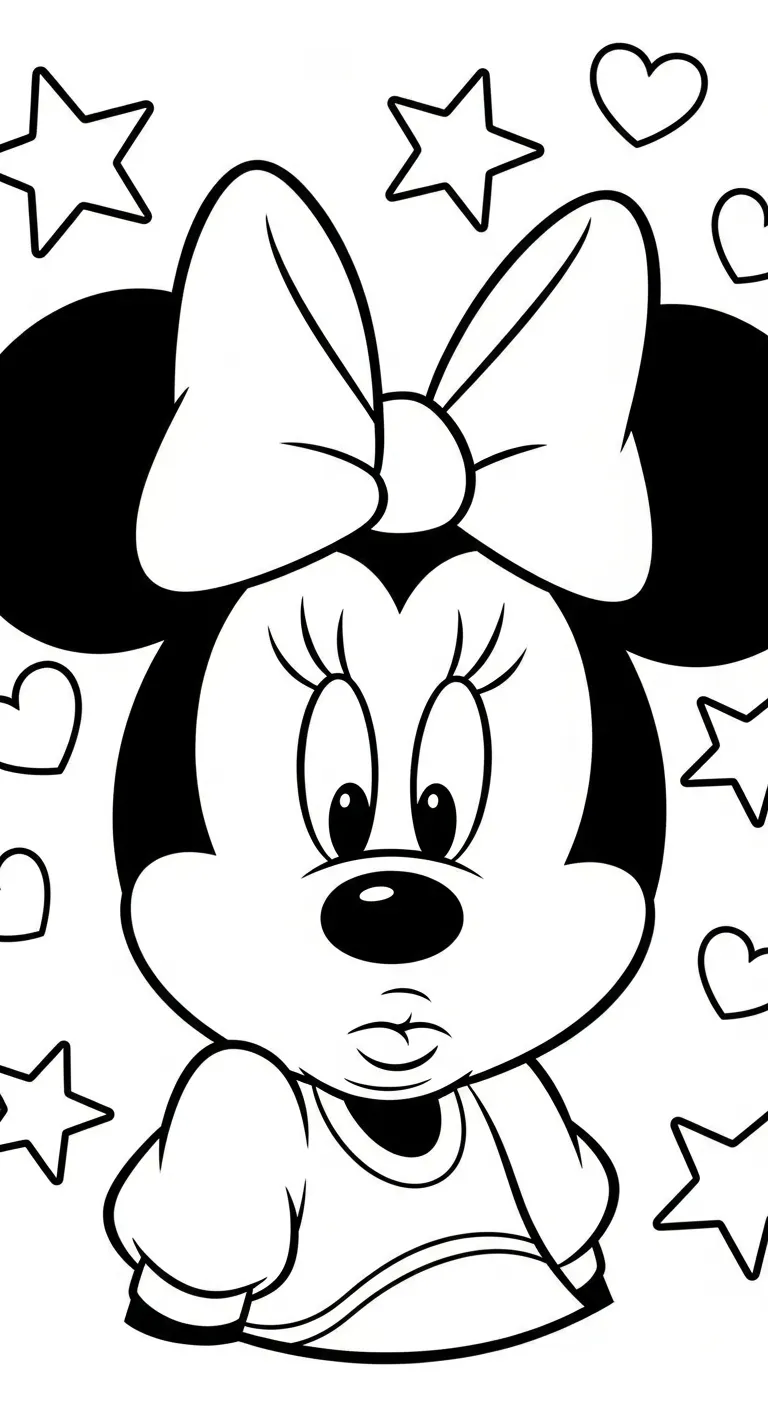 in hình tô màu tranh tô màu Chuột Minnie miễn phí